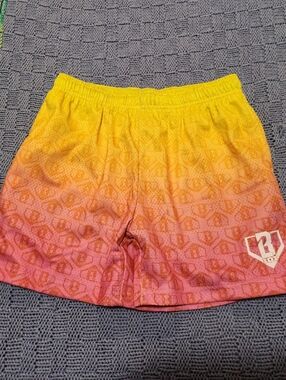 Baseball 101 Pink to Yellow Athletic Shorts with Logo